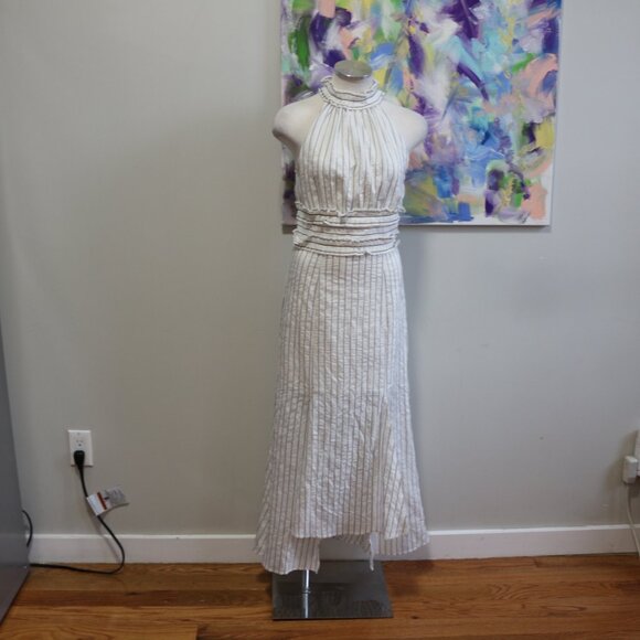 C/MEO Collective | CMEO Halter Striped Midi Dress in White - Picture 2 of 4